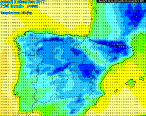 Temperaturas previstas GFS